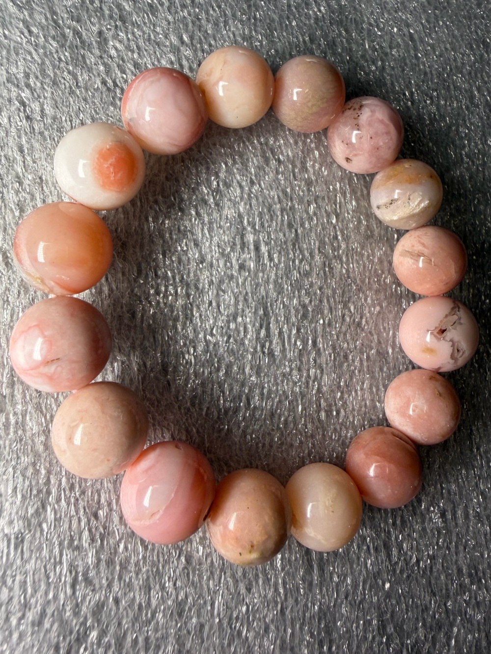 Gorgeous 13MM Pink Opal Natural Crystal Bracelet